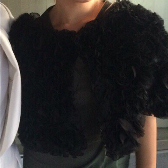 Adrienne Landau capelet with rabbit fur .